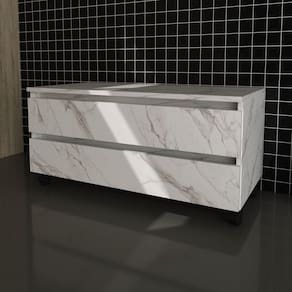 Gabinete para Banheiro com Rodizios 80cm 2 Gavetas BN3603 Tecno Mobili Mármore Branco