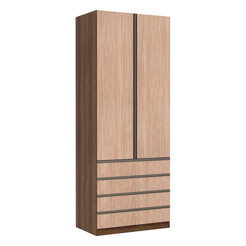 Guarda Roupa Solteiro 2 Portas 4 Gavetas 90 cm Prime Luciane Móveis