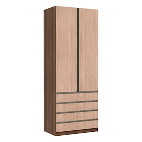 Guarda Roupa Solteiro 2 Portas 4 Gavetas 90 cm Prime Luciane Móveis