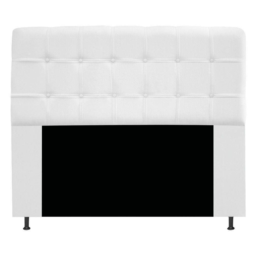 Cabeceira Estofada Mel 140cm Casal Com Botonê Suede Branco