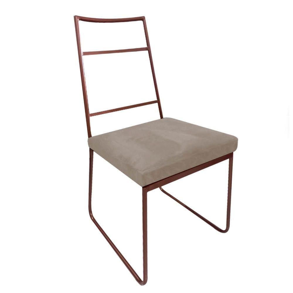 Cadeira Sala De Jantar Stark Ferro Bronze Corino Bege Bege
