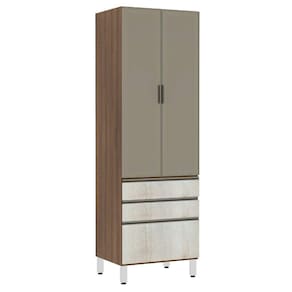 Paneleiro Torre 70cm 2 Portas Alumínio Inox Reflecta Bronze 2 Gavetas 1 Gavetão Jade Luciane Móveis