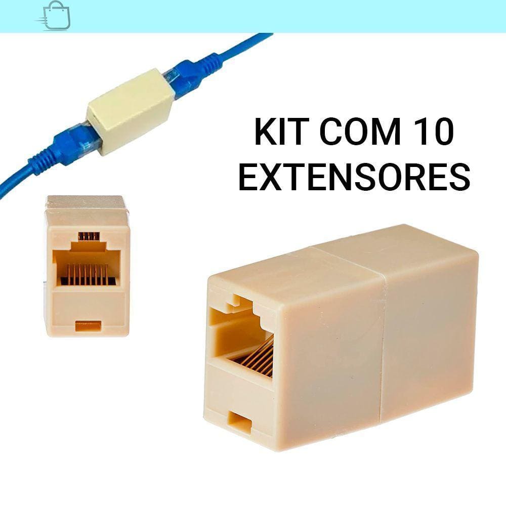 Kit com 10 Extensores de Cabo de Rede RJ45