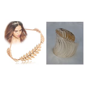 Fantasia Grega Feminina C/ 1 Tiara e 1 Bracelete Romana