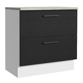 Balcão 80Cm 2GVT Branco/Preto Agata Madesa Branco/Preto