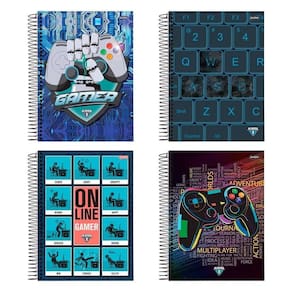 Caderno Espiral Jandaia Universitário Capa Dura Player 1 1 Matéria 80 Folhas Embalagem com 4 Unidades