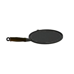 Bifeteira Ferro Redonda Cabo SIlicone Preto Estriada 26cm
