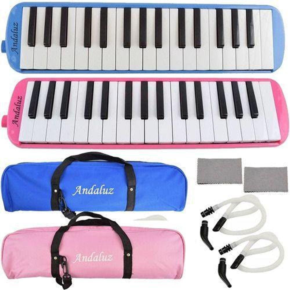 Kit 2 Escaletas Melódica 32 Teclas Rosa E Azul Com Estojo