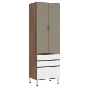 Paneleiro Torre 70cm 2 Portas Alumínio Inox Reflecta Bronze 2 Gavetas 1 Gavetão Jade Luciane Móveis