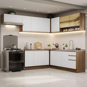 Armário De Cozinha Completa DCanto 469Cm Rustic/Branc Madesa