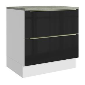 Balcão 80Cm 2GVT Branco/Preto Lux Madesa Branco/Preto
