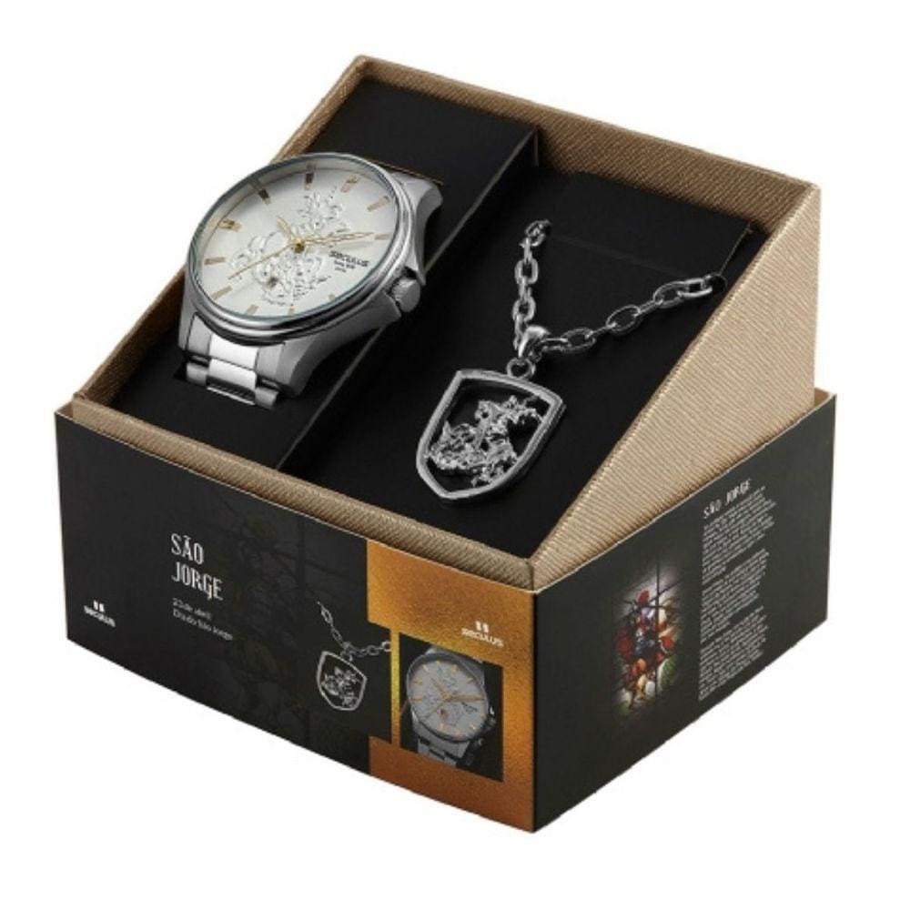 Kit Relógio Seculus Masculino São Jorge 44009G0SKNA2K1