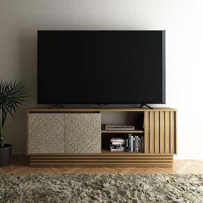 Rack TV 64" com 2 Portas Multimóveis CR45113 Natural/Palha