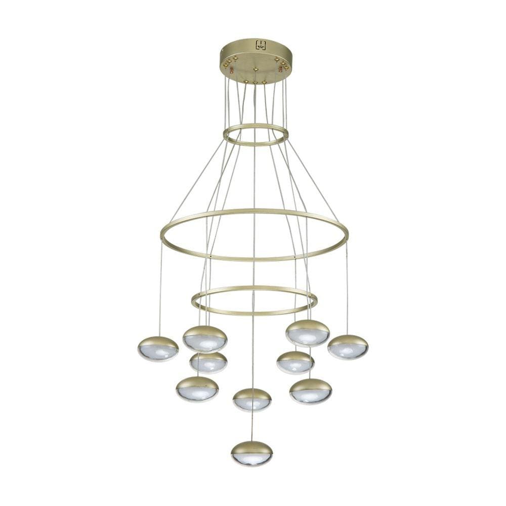 Pendente Metal/Acrílico 87x66cm Ludique Bella Iluminação Dourado/Transparente/Branco