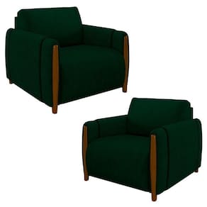 Kit 2 Poltronas Decorativas para Sala de Estar 98cm Amaranto M22 Veludo Verde - Mpozenato