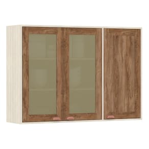 Armário Aéreo de Cozinha 120 cm 1 Porta Fechada 2 Portas com Vidro Reflecta Sofia Luciane Móveis
