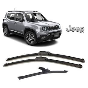 Kit 3 Palhetas Limpador de Parabrisa Dianteiro + Traseiro para Jeep Renegade ano 2016 2017 2018 2019 2020 2021 2022 2023