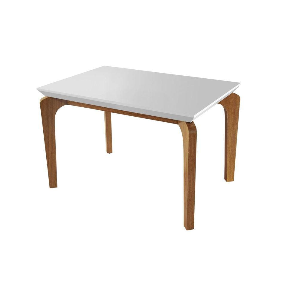Mesa 120cm Tampo MDF Canto Reto Dublin Rufato Off White/Imbuia