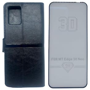 Kit Capa Carteira Compatível Motorola Edge 30 Neo + Película
