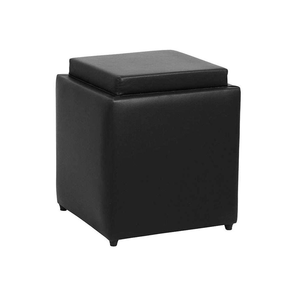 puff com baú tray preto