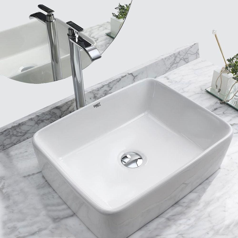 Kit Cuba Pia Louça Cerâmica Banheiro C/ Torneira e Válv S13