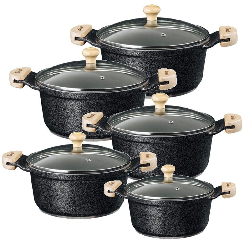 Jogo Panela Preto Craq Antiaderente Cerâmica Javali AM 16a24