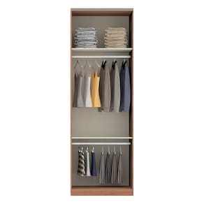 Guarda Roupa Closet sem Porta 79cm 2 Cabideiros, Prateleira e Maleiro Connect Luciane Móveis