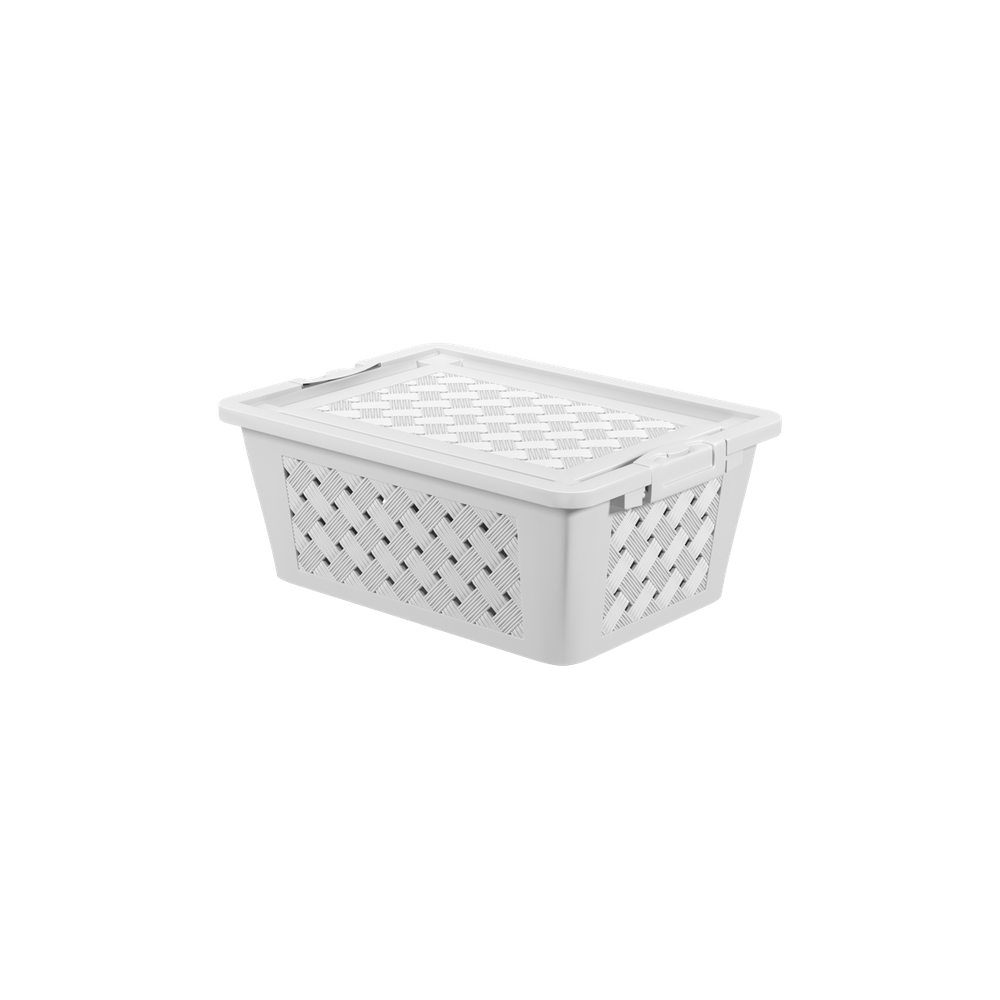 Cesta Organizadora Com Tampa Coza Click 37 x 27 x 15 cm Branco