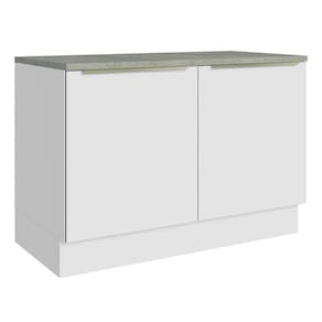 Balcão De Pia 120Cm 2PTSBranco/Branco Veludo Lux Madesa