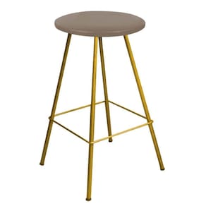 Banqueta Alta Eiffel Industrial Bistrô Ferro Dourado Bege