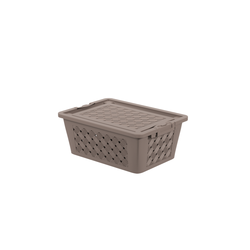 Cesta Organizadora Com Tampa Coza Click 30 x 22 x 12 cm Warm Gray