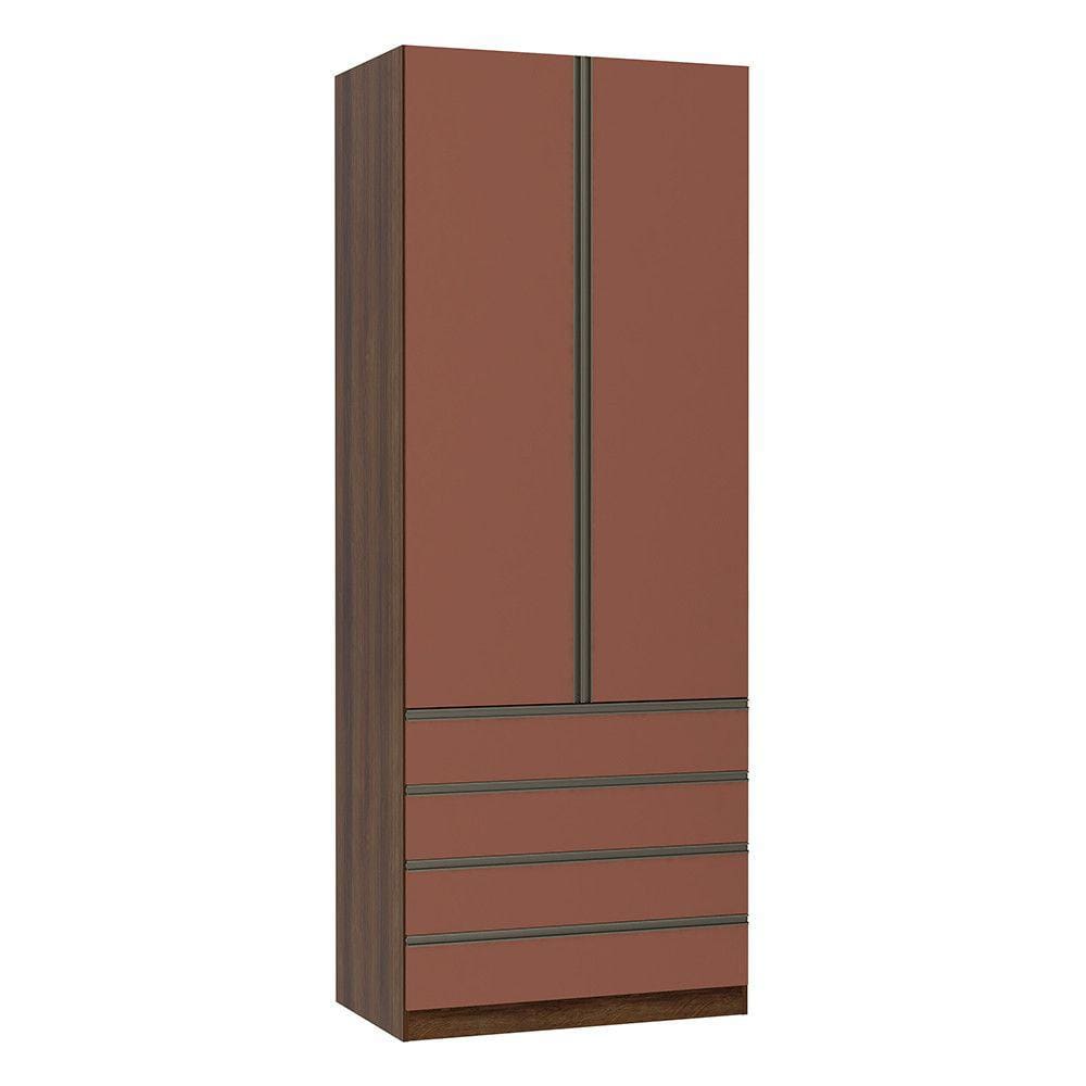 Guarda Roupa Solteiro 2 Portas 4 Gavetas 90 cm Prime Luciane Móveis