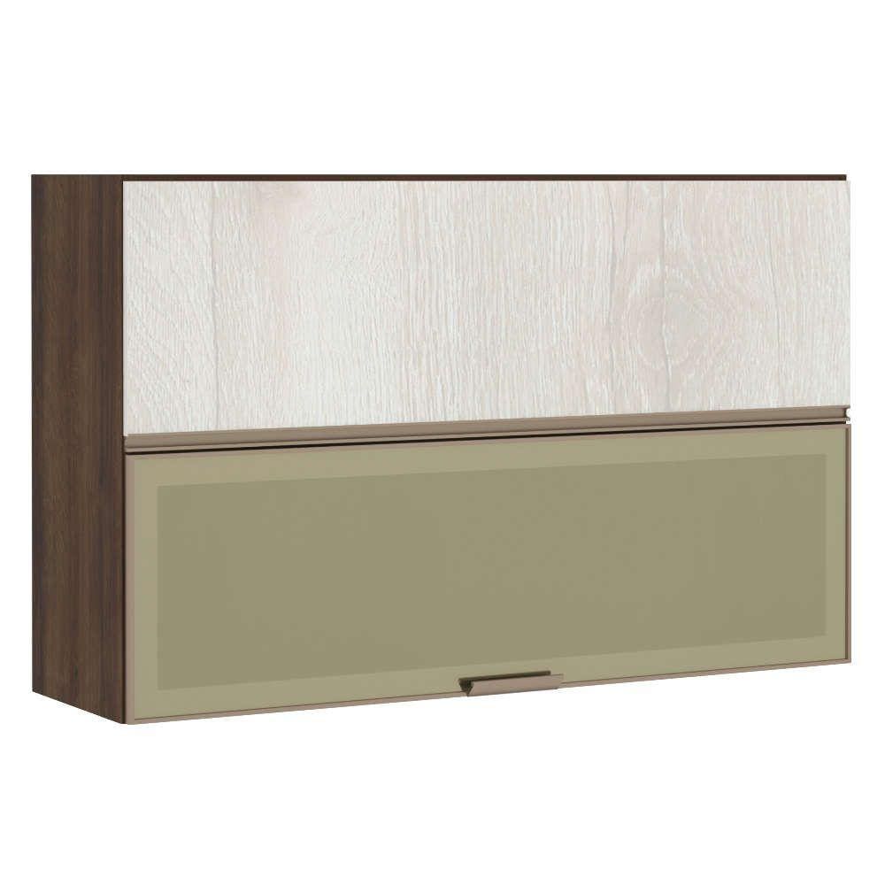 Armário Aéreo 120cm 2 Portas Basculantes Misto com Vidro Reflecta Bronze Jade Luciane Móveis