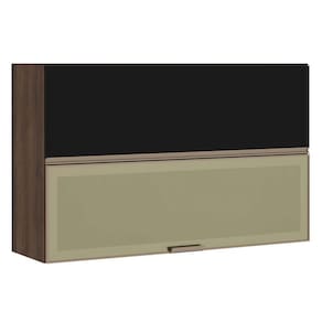 Armário Aéreo 120cm 2 Portas Basculantes Misto com Vidro Reflecta Bronze Jade Luciane Móveis