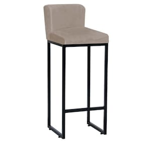 Banqueta Alta Industrial Bar Balcão Bistrô Ferro Suede Bege