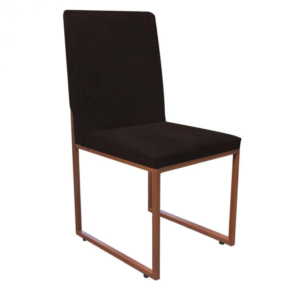 Cadeira Para Sala De Jantar Stan Ferro Bronze Corino Marrom