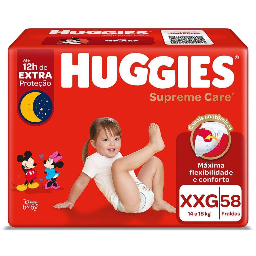 Fralda Descartável Huggies Supreme Care Tam XXG - 58 Unidades