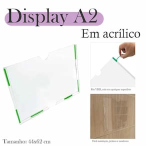 5 Display Parede Quadro Avisos Porta Folha A2 Acrílico Horiz