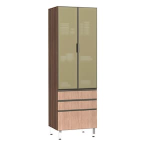 Paneleiro Torre 70cm 2 Portas Alumínio Inox Reflecta Bronze 2 Gavetas 1 Gavetão Jade Luciane Móveis