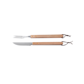 Kit Churrasco Brinox Garfo E Faca 2 Peças Em Aço Inox E Madeira