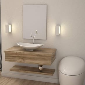 Bancada para Banheiro 80cm com Cuba Canoa L45 e Prateleira 805w Metrópole Compace Carvalho