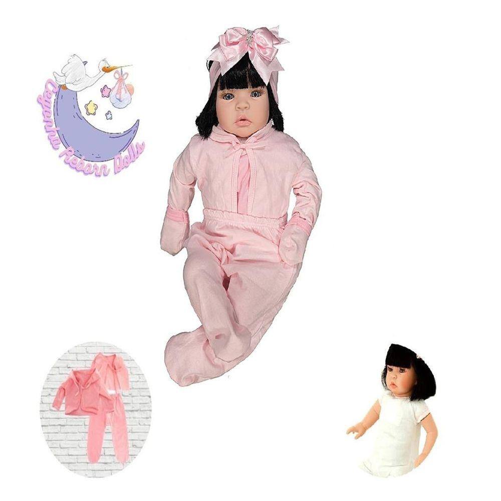 Boneca bebe reborn corpo de pano com 42cm roupa elefantinho dominio imports