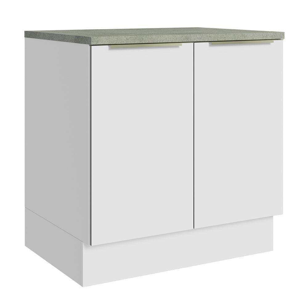 Balcão 80Cm 2PTSBranco/Branco Veludo Lux Madesa Branco