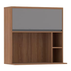 Armário Aéreo 80 cm 1 Porta Basculante Nicho Micro Conjugado e Nicho Lateral Isa Luciane Móveis