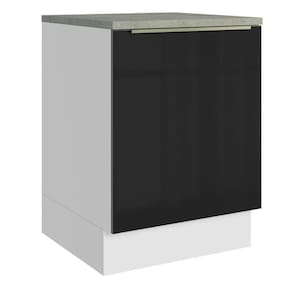 Balcão 60Cm 1PTA Branco/Preto Lux Madesa Branco/Preto