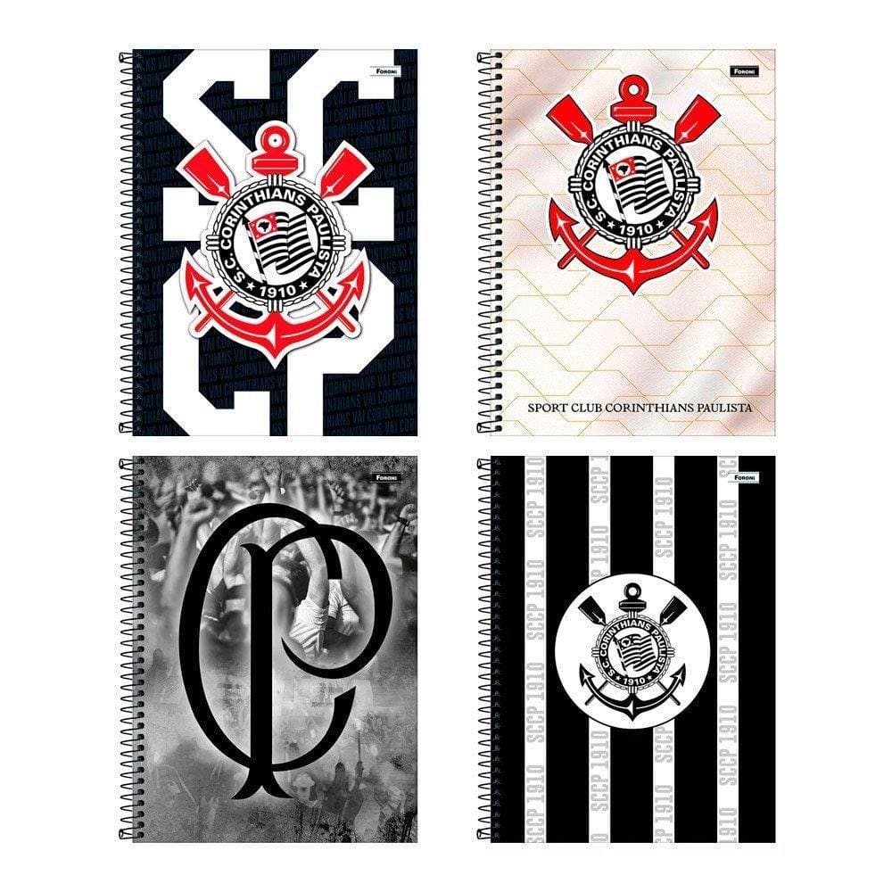 Caderno Espiral Foroni Universitário Capa Dura Corinthians 15 Matérias 240 Folhas - Embalagem com 2 Unidades