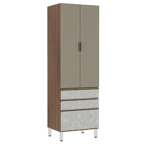 Paneleiro Torre 70cm 2 Portas Alumínio Inox Reflecta Bronze 2 Gavetas 1 Gavetão Jade Luciane Móveis