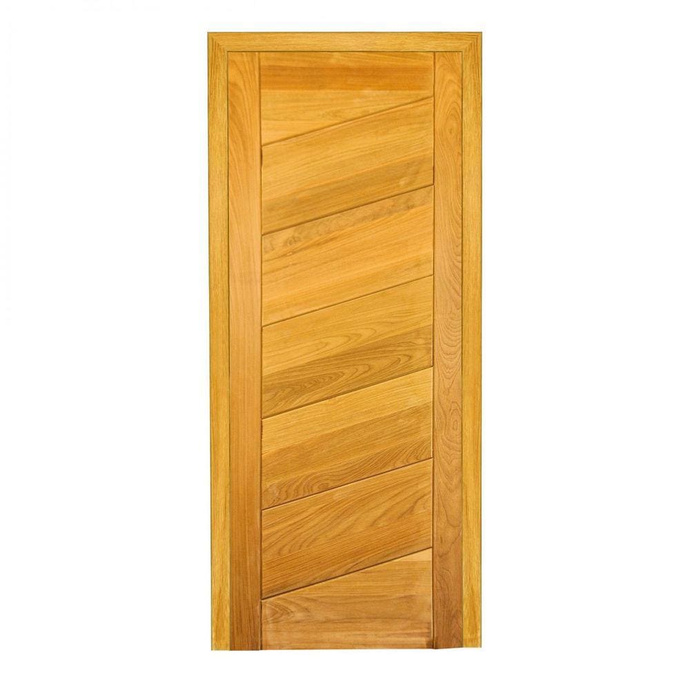 Folha de Porta Madeira Maciça 210x70cm com 7 Réguas Espessura 3,3cm Envernizada Jomadi Verniz Marroml