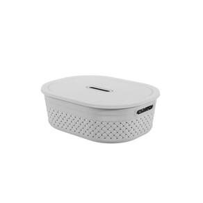 Cesta Organizadora Com Tampa Coza Craft 40 x 30,5 x 12,9 cm Cinza Frio