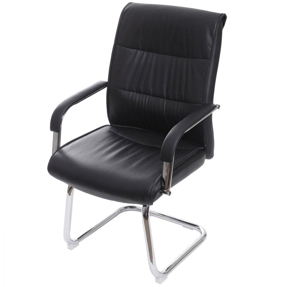 Cadeira Estocolmo Fixa em PU Base Cromada OR Design Preta